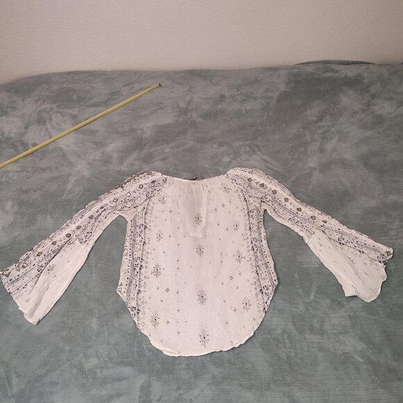 Exquisite Gold Sequin Embroidery Blouse Bell Sleeves Ethnic India Summer Wear - Picture 12 of 12